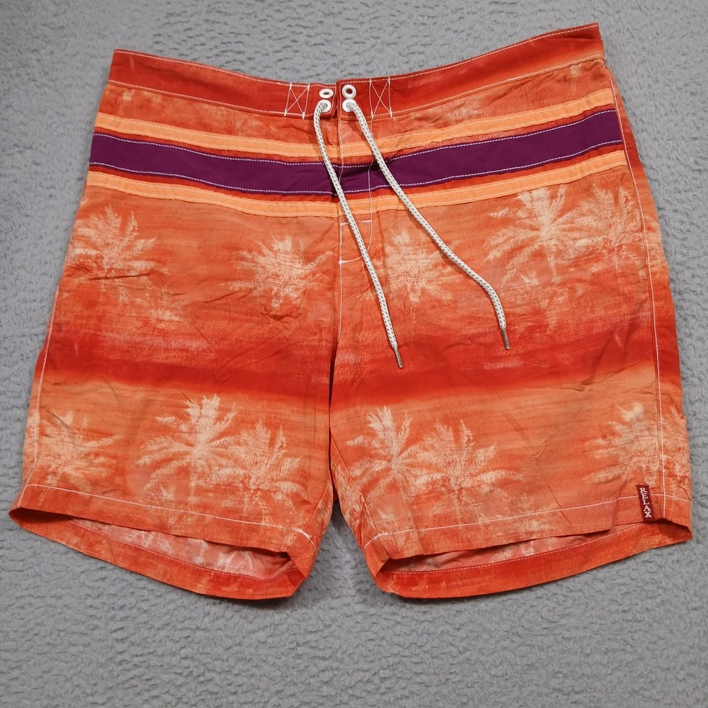 Tommy‎ Bahama Shorts Mens XL Orange Relax Palm Tree Swim Trunks Board Shorts